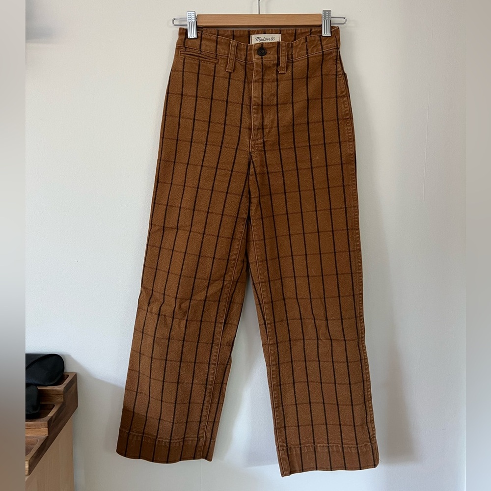 Madewell Emmett Slim Wide Leg Crop Pants in Eberhart Plaid